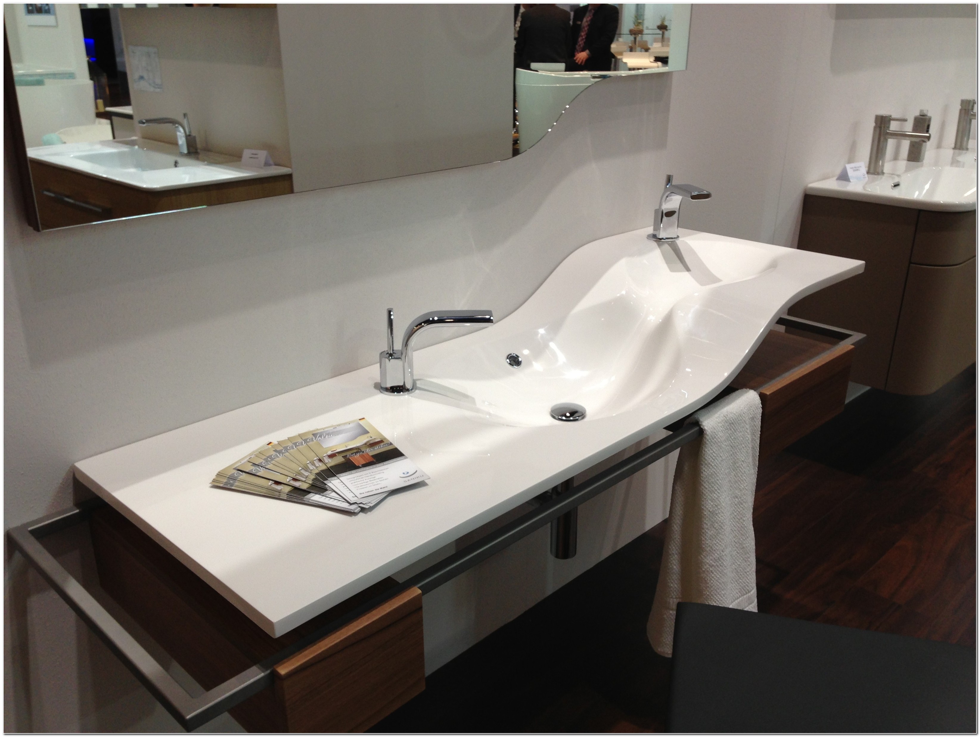 Floating Vanity With Trough Sink Sink And Faucet Home Decorating